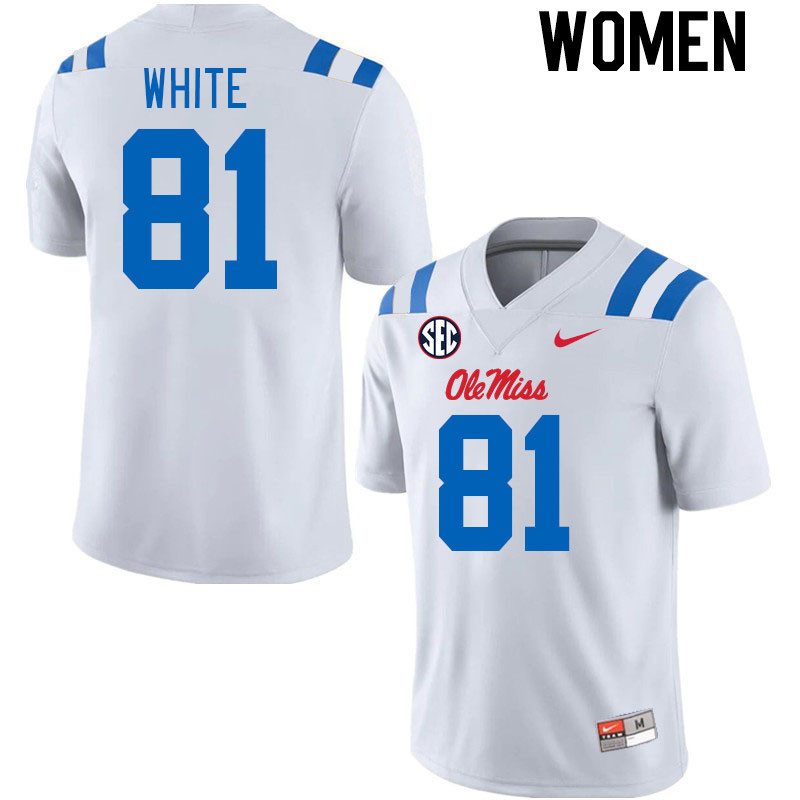Women #81 Noreel White Ole Miss Rebels 2024 New Uniforms College Football Jerseys Stitched-White